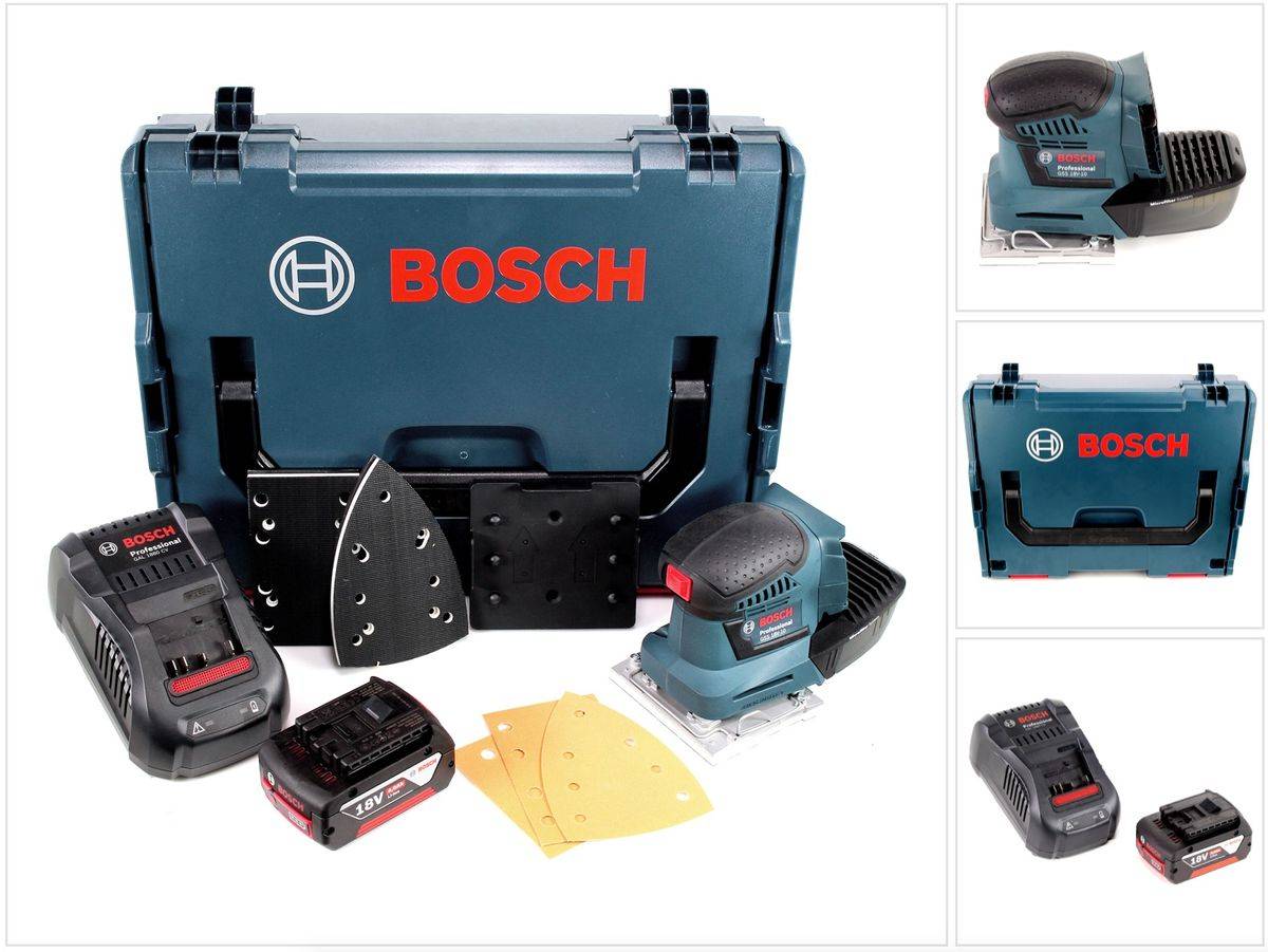 Bosch GSS 18V-10 Akku Schwingschleifer 18V + 1x Akku 4,0Ah + Ladegerät + L-Boxx