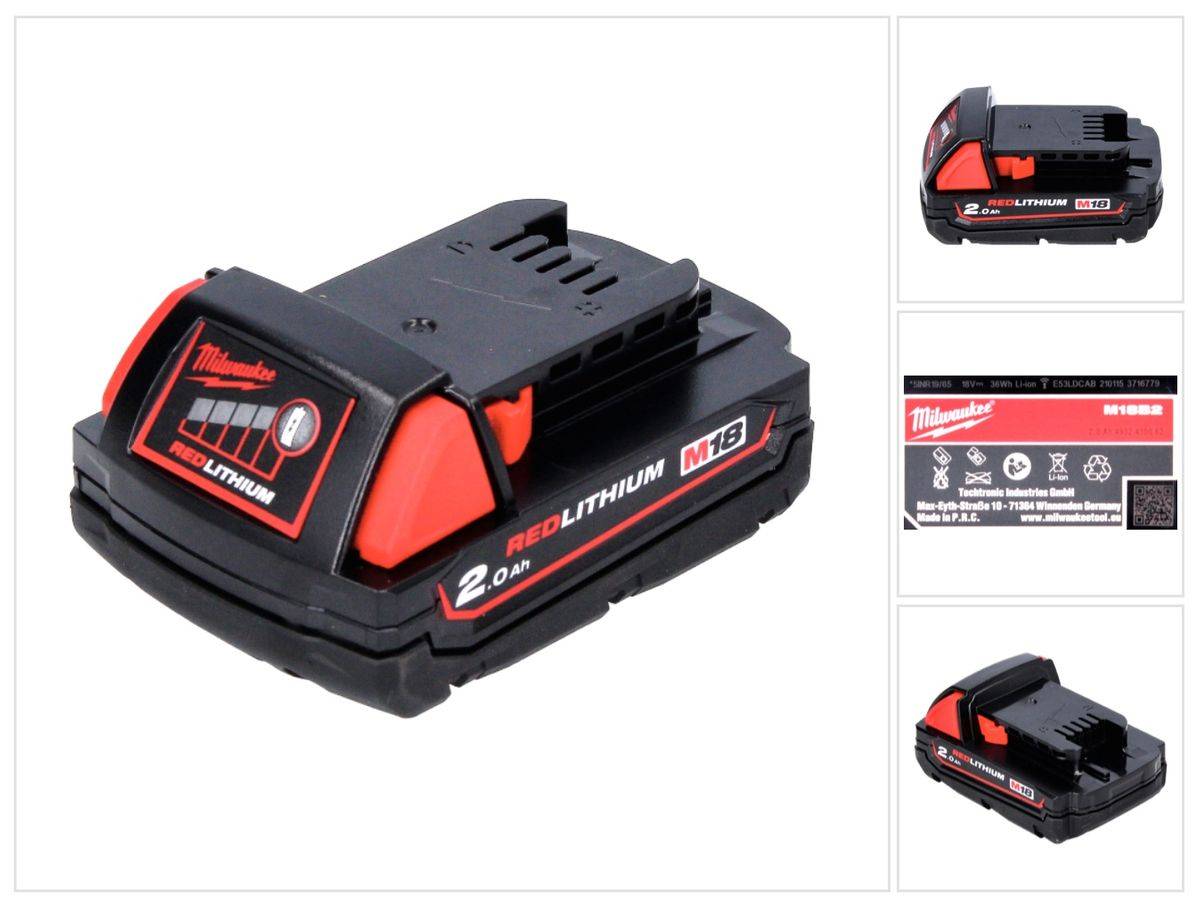 Milwaukee M18 B2 Akku 18 V / 2,0 Ah / 2000 mAh RED Li-Ion ( 4932430062 )