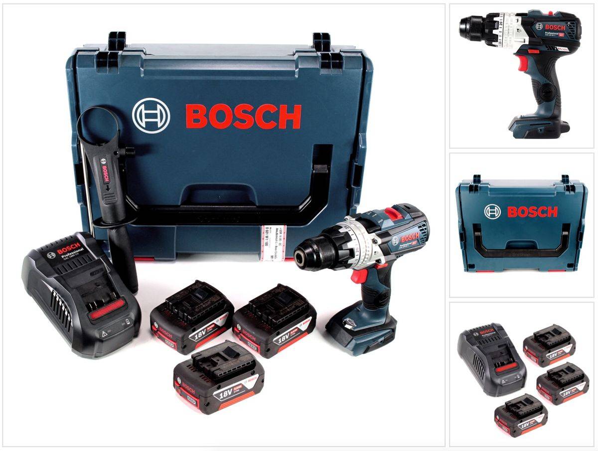 Bosch GSB 18V-85 C Akku Schlagbohrschrauber 18V 85Nm 1/2" Brushless + 3x Akku 5,0Ah + Ladegerät + L-Boxx