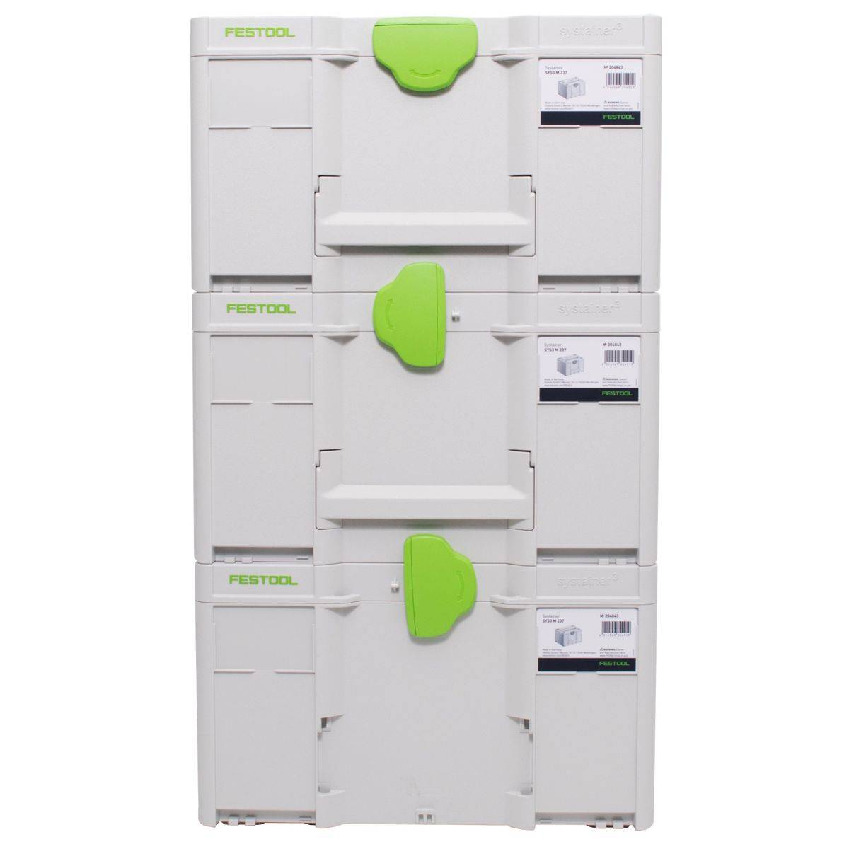 Festool Systainer Set 3x SYS3 M 237 ( 3x 204843 ) 21,4 Liter 396x296x237mm Werkzeugkoffer koppelbar