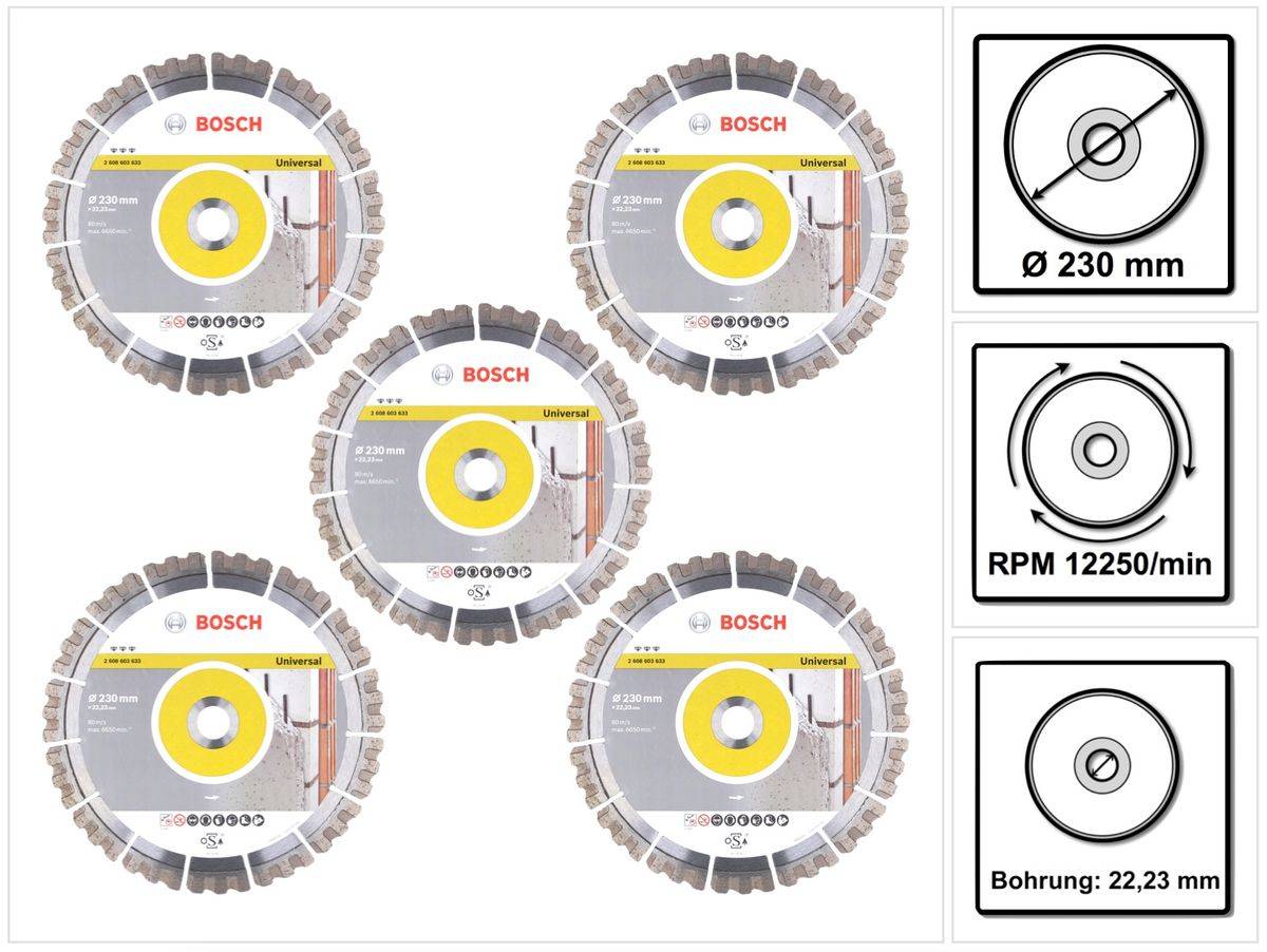 Bosch Diamant Trennscheibe Set 5x Best for Universal 230 x 22,23 mm ( 5x 2608603633 )