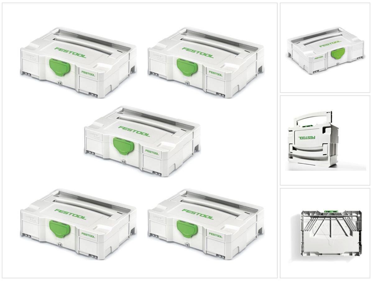 Festool 5 x Systainer T-LOC SYS 1 TL Werkzeug Koffer lichtgrau koppelbar ( 497563 )