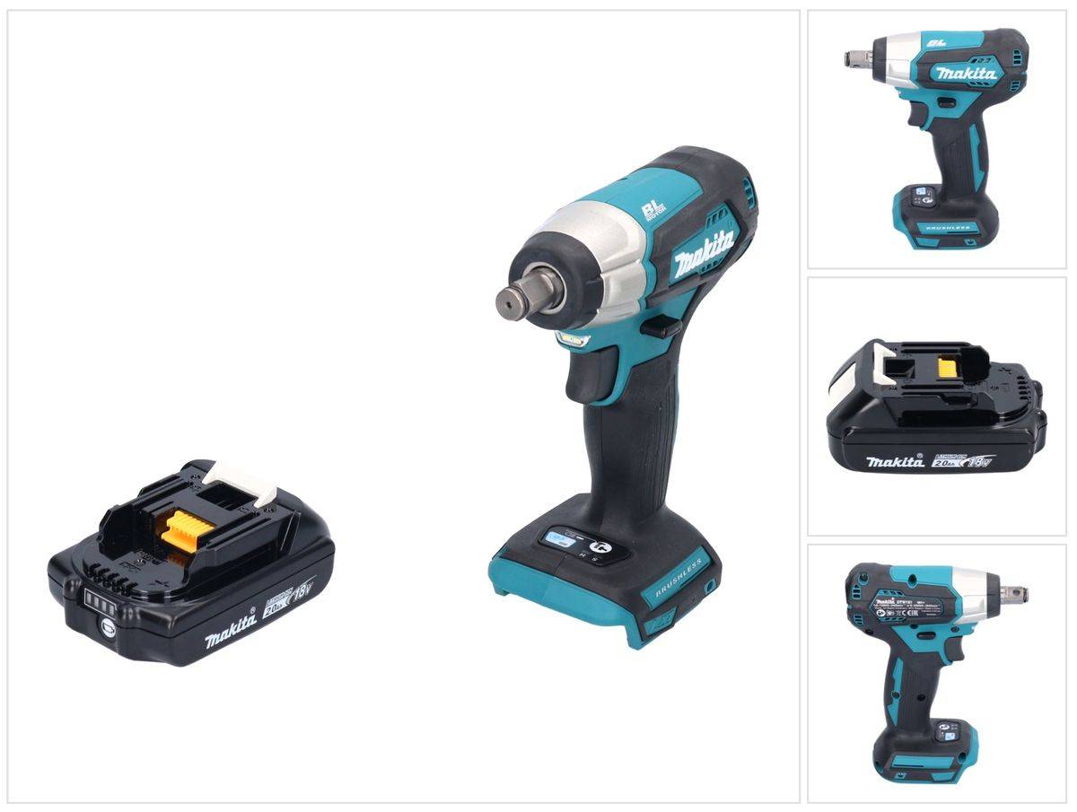 Makita DTW 181 A1 Akku Schlagschrauber 18 V 210 Nm 1/2" Brushless + 1x Akku 2,0 Ah - ohne Ladegerät