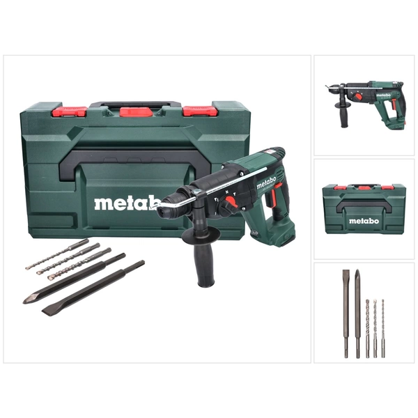 Metabo KH 18 LTX 24 Akku Kombihammer 18 V 2,1 J SDS plus + 5 tlg. Bohrer Meißel Set + metaBOX - ohne Akku, ohne Ladegerät Metabo KH 18 LTX 24 Akku Kombihammer 18 V 2,1 J SDS plus + 5 tlg. Bohrer Meißel Set + metaBOX - ohne Akku, ohne Ladegerät