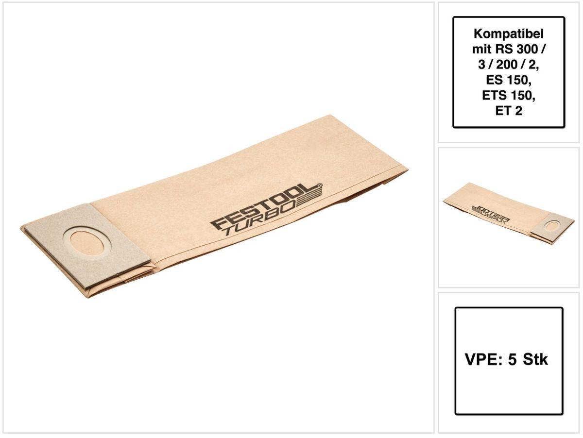 Festool Turbofilter TF II-RS/ES/ET/5 5 Stück ( 487779 ) für RS 300 / RS 3 / RS 200 / RS 2 / ES 150 / ETS 150 / ET 2