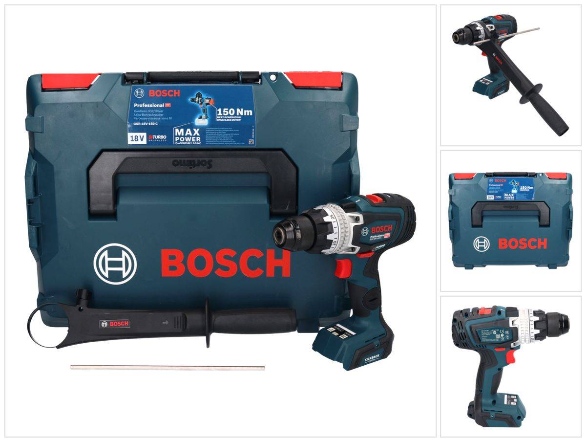 Bosch GSR 18V-150 C Professional Akku Bohrschrauber 18 V 150 Nm ( 06019J5002 ) Biturbo Brushless + L-Boxx - ohne Akku, ohne Ladegerät