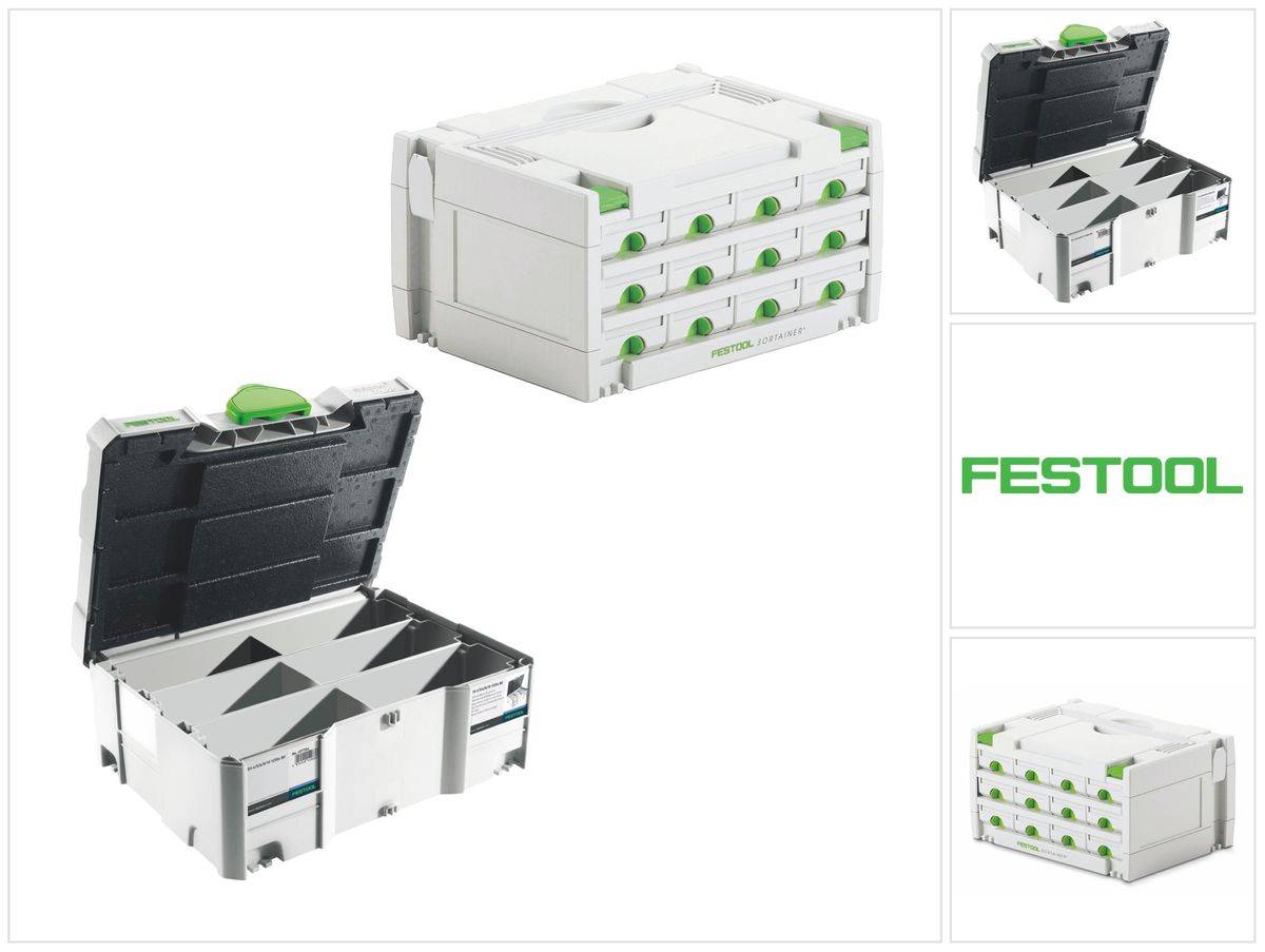 Festool Sortainer Set SYS 3-SORT/12 ( 491986 ) Sortiment Koffer + Systainer T-LOC SORT-SYS 2 TL Domino ( 498889 )