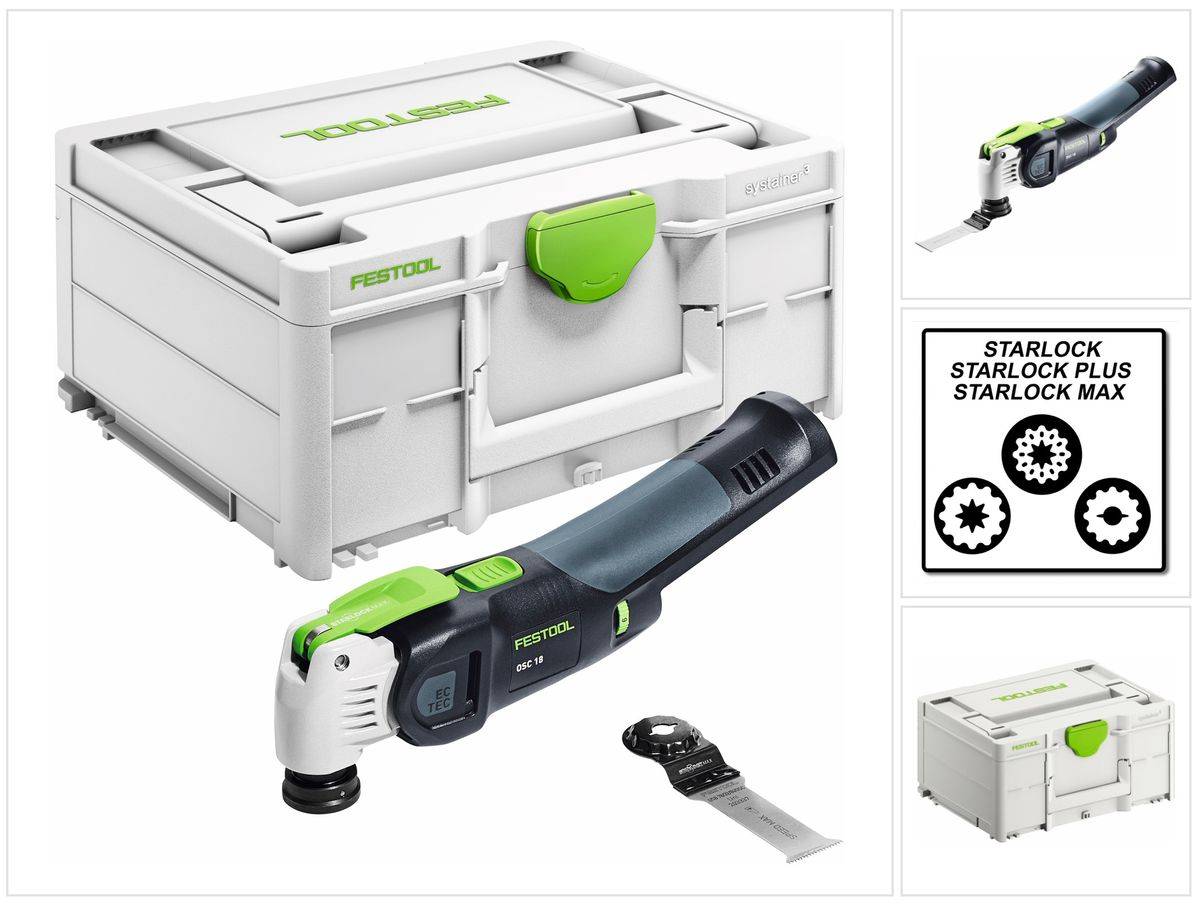 Festool VECTURO OSC 18 E-Basic Akku Oszillierer 18 V Starlock Max ( 576591 ) Brushless + systainer - ohne Akku, ohne Ladegerät ( Nachfolger von 5748