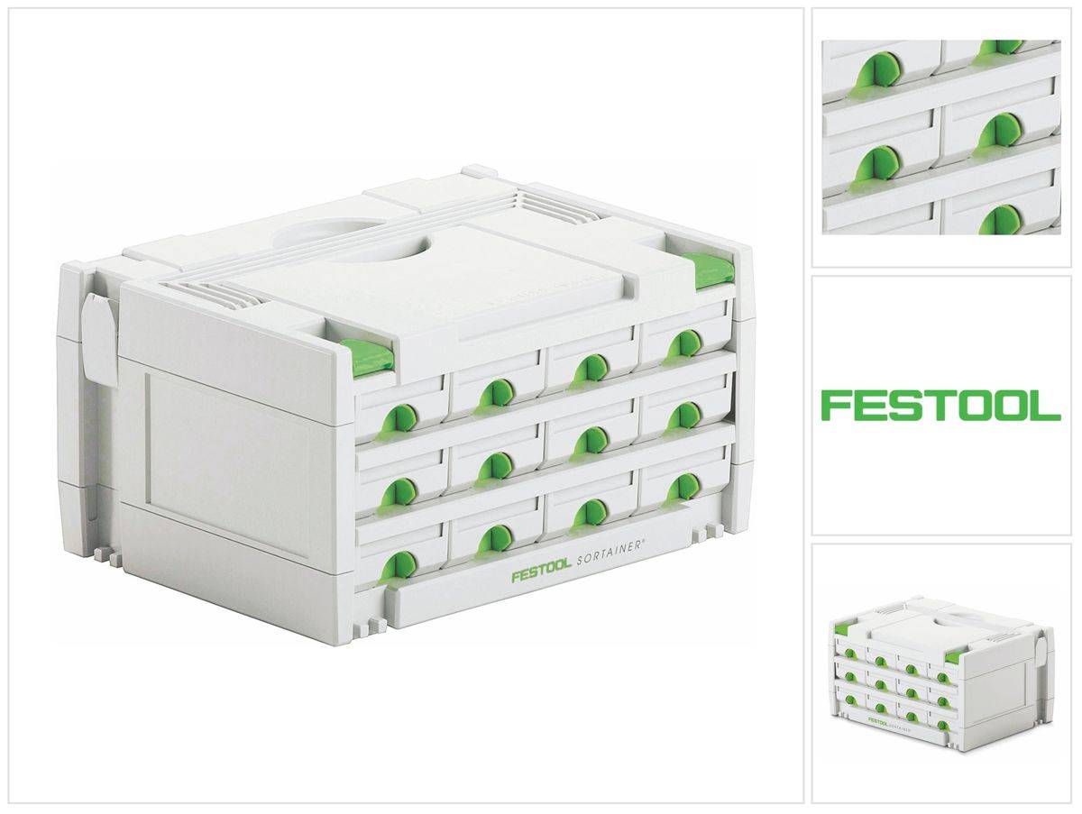 Festool Sortainer SYS 3-SORT/12 Sortiment Koffer mit 12 Fächer ( 491986 ) für Schrauben Dübel Nägel