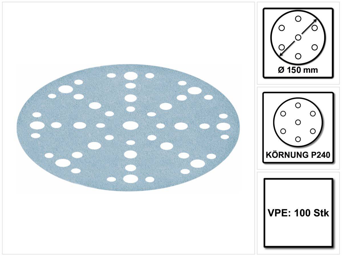 Festool STF D150/48 Schleifscheiben Granat P240 150 mm 100 Stk. ( 575168 ) für RO 150, ES 150, ETS 150, ETS EC 150, LEX 150, WTS 150, HSK-D 150