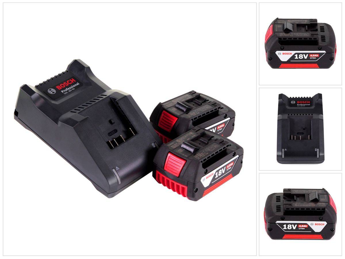 Bosch Starter Set 2x GBA 18 V 4,0 Ah Akku + GAL 18V-40 Ladegerät ( 1600A019S0 )