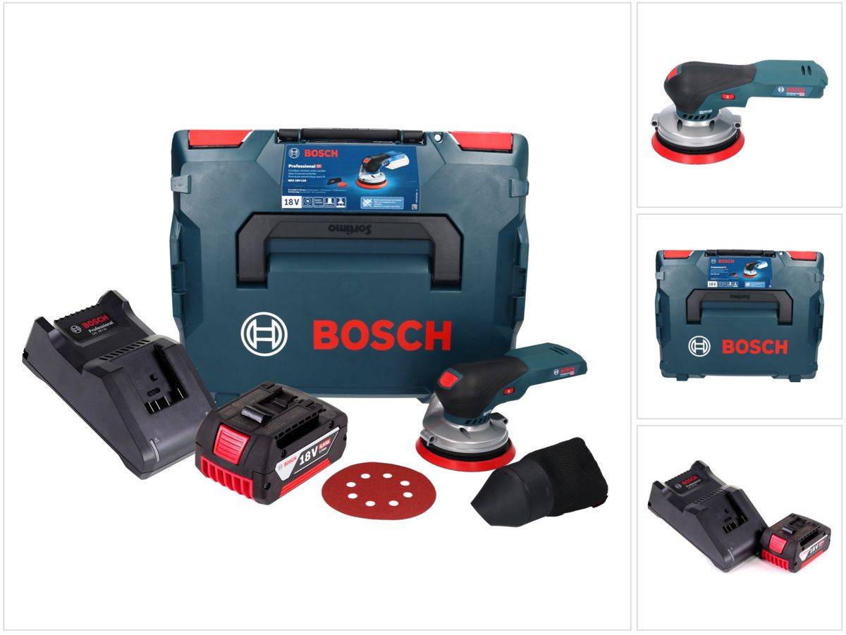 Bosch GEX 18V-125 Professional Akku Exzenterschleifer 18 V 125 mm Brushless + 1x Akku 5,0 Ah + Ladegerät + L-BOXX