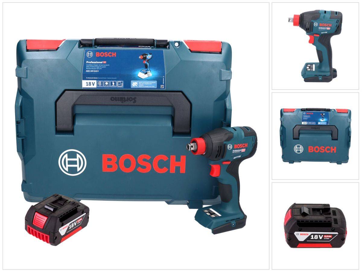 Bosch GDX 18V-210 C Professional Akku Drehschlagschrauber 18 V 210 Nm Brushless + 1x Akku 5,0 Ah + Connectivity Modul + L-Boxx - ohne Ladegerät