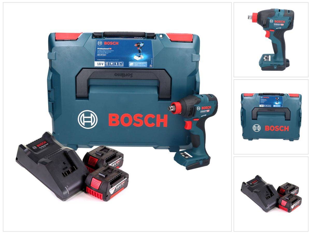 Bosch GDX 18V-210 C Professional Akku Drehschlagschrauber 18 V 210 Nm Brushless + 2x Akku 5,0 Ah + Ladegerät + Connectivity Modul + L-Boxx