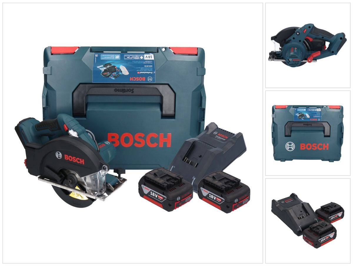 Bosch GKM 18V-50 Professional Akku Metall Handkreissäge 18 V 136 mm ( 06016B8002 ) Brushless + 2x Akku 5,0 Ah + Ladegerät + L-Boxx
