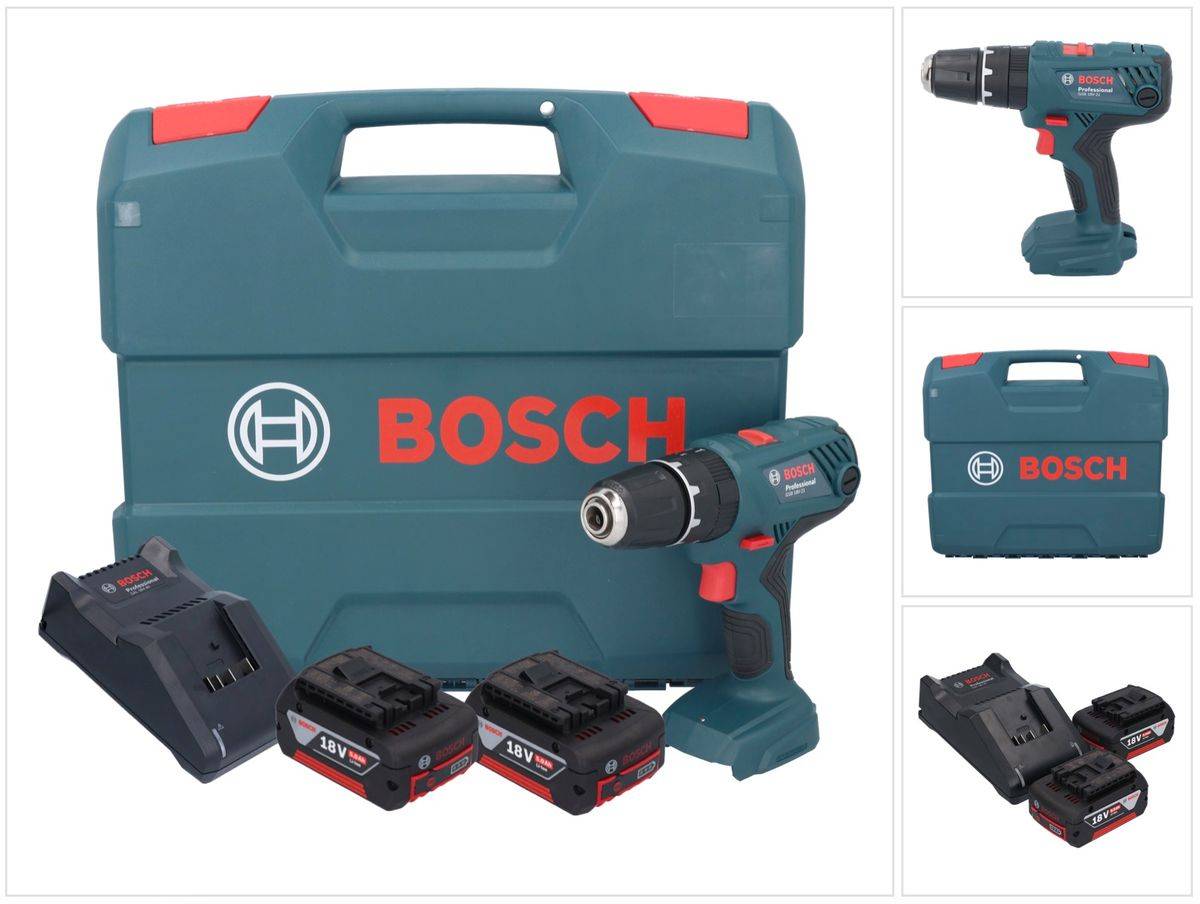 Bosch GSB 18V-21 Akku Schlagbohrschrauber 18 V 55 Nm + 2x Akku 5,0 Ah + Ladegerät + L-Case