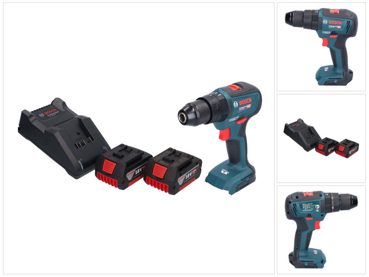 Bosch GSB 18V-55 Professional Akku Schlagbohrschrauber 18 V 55 Nm Brushless + 2x Akku 5,0 Ah + Ladegerät