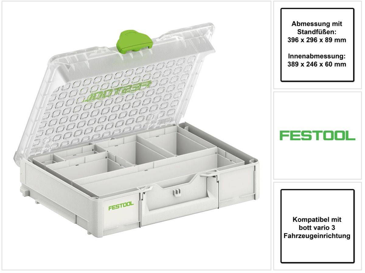 Festool Systainer Organizer SYS3 ORG M 89 6xESB ( 204854 ) Kleinteile Koffer mit Einsatzboxen