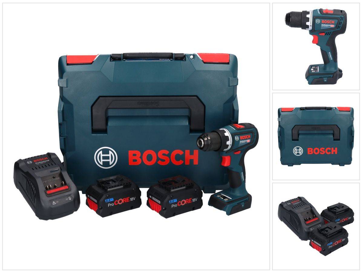 Bosch GSR 18V-90 C Professional Akku Bohrschrauber 18 V 64 Nm Brushless + 2x ProCORE Akku 8,0 Ah + Ladegerät + L-Boxx