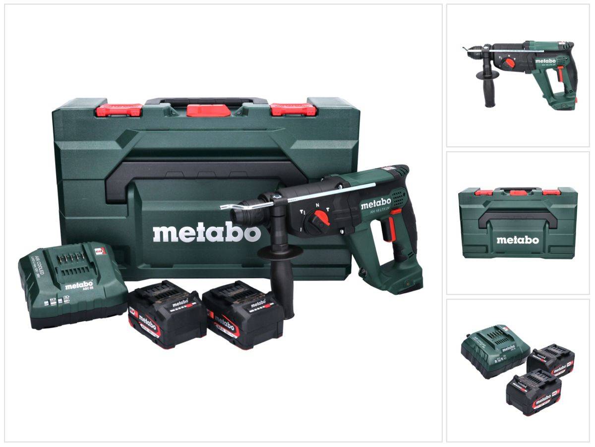Metabo KH 18 LTX 24 Akku Kombihammer 18 V 2,1 J SDS plus + 2x Akku 4,0 Ah + Ladegerät + metaBOX ( 601712510 )