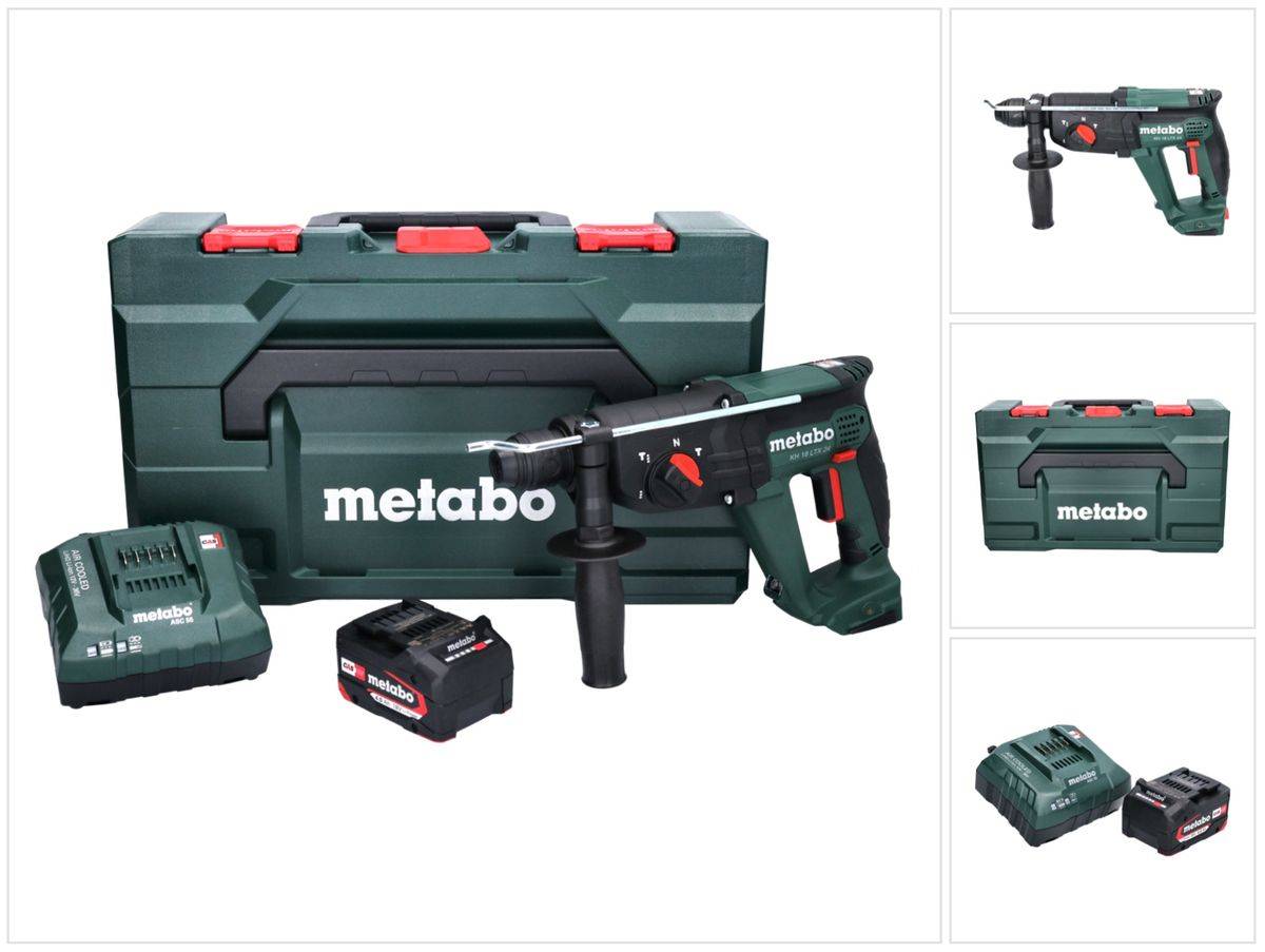 Metabo KH 18 LTX 24 Akku Kombihammer 18 V 2,1 J SDS plus + 1x Akku 4,0 Ah + Ladegerät + metaBOX