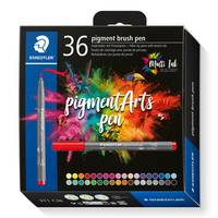 Staedtler Pigment Arts Brush Pen, 36 Farben, Mehrfarbig, Rund, Kunststoff, Polypropylen (PP), Tinte auf Wasserbasis, Erw