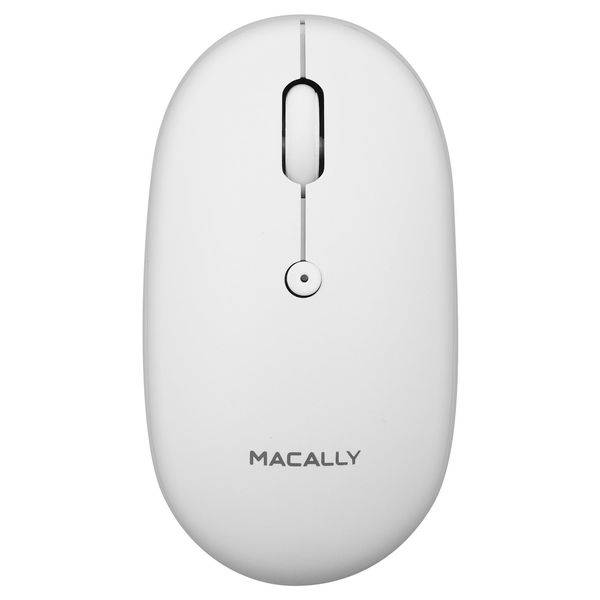 Macally BTTOPBAT-W, leise optische Bluetooth Maus mit 3 Tasten & Scrollrad, wei