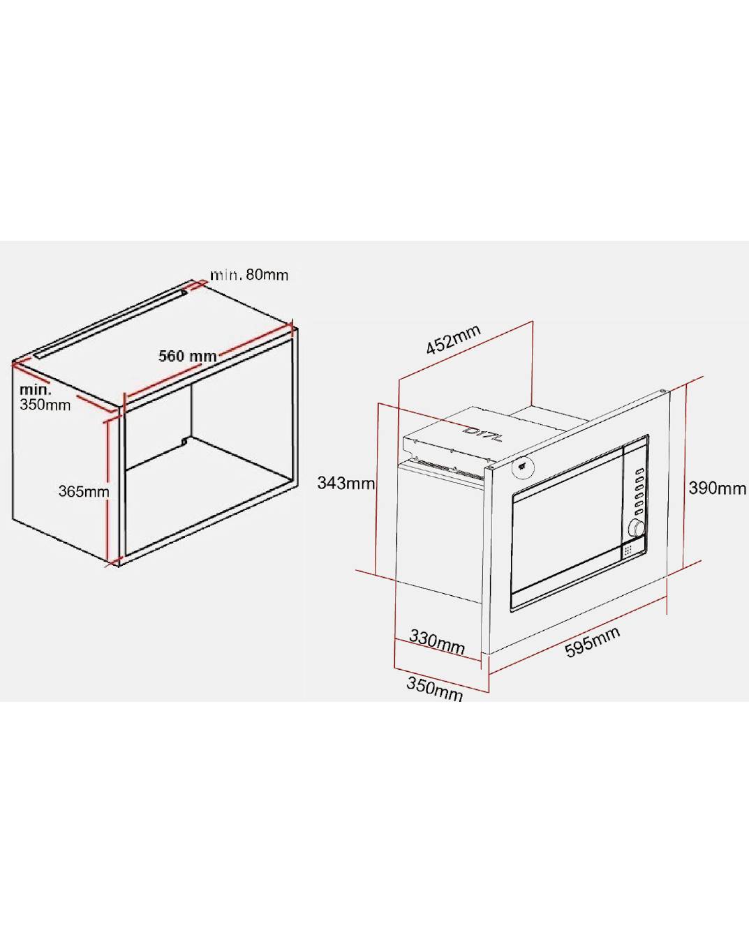 Wolkenstein Einbaumikrowelle WMW800-20GB EB - schwarz 800W Grill 900W