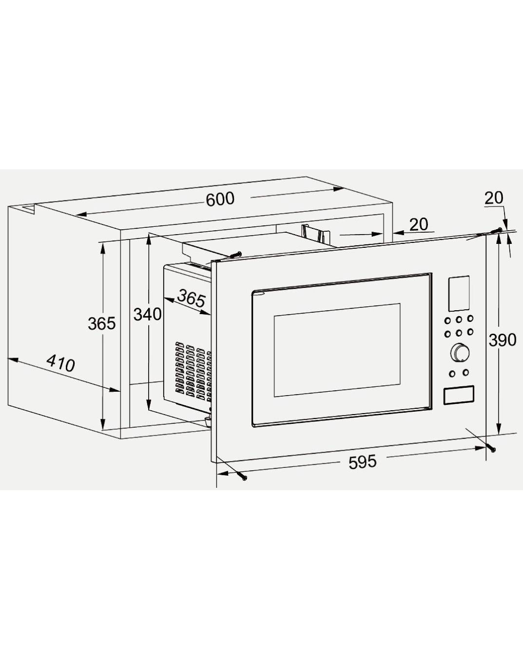 Wolkenstein Einbaumikrowelle WMW900-25GB EB - schwarz 900W Grill 1000W