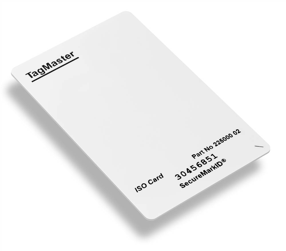 Weiße TagMaster ISO-Karte mit bedrucktem „SecureMarkID