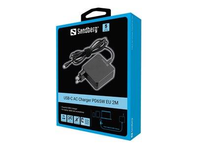 SANDBERG USB-C AC Charger PD65W EU 2M Telekommunikation, UCC & Zubehör