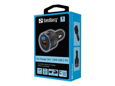 SANDBERG Car Charger 3in1 130W USB-C PD Telekommunikation, UCC & &