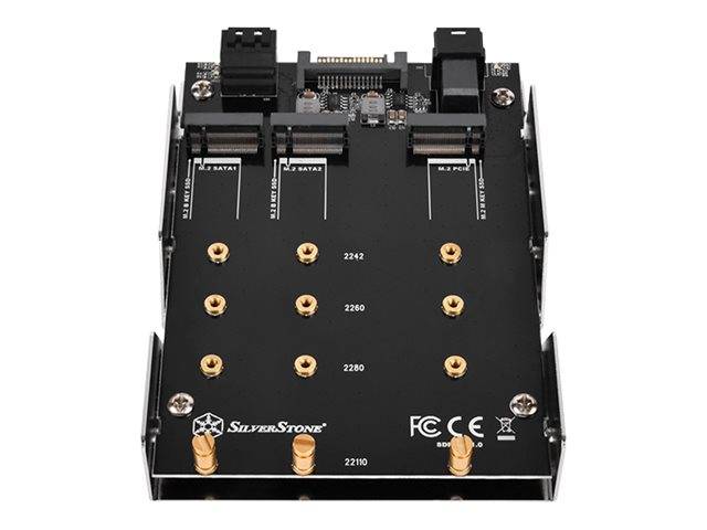 SilverStone SDP12 - Laufwerksschachtadapter - 3,5" auf 3 x M.2 (8,9 cm auf 3 x M.2)