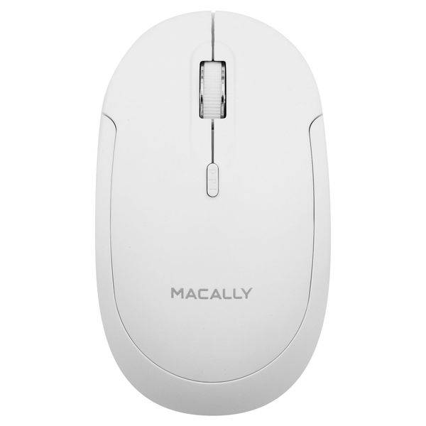 Macally BTDYNAMOUSE-W, optische Bluetooth Maus mit 3 Tasten und Scrollrad, drahtlose Mouse für Mac und PC, weiß