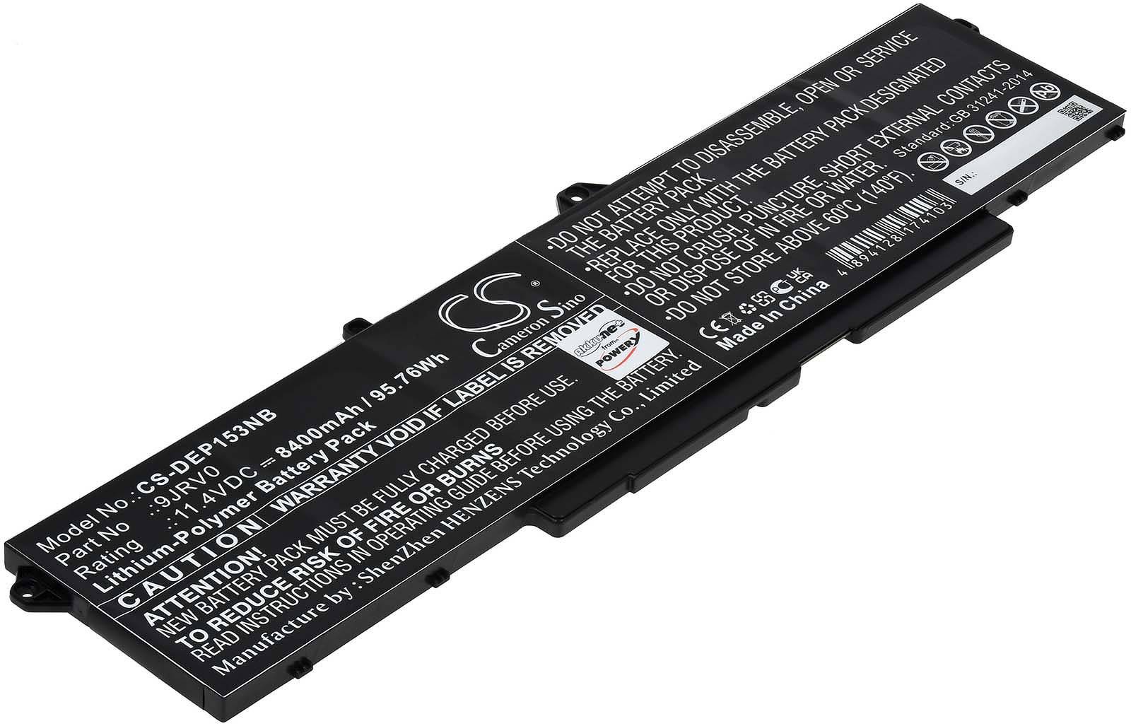Powery Akku passend für Laptop Dell Precision 15 3561, Typ 9JRV0, 11,4V, Li-Polymer