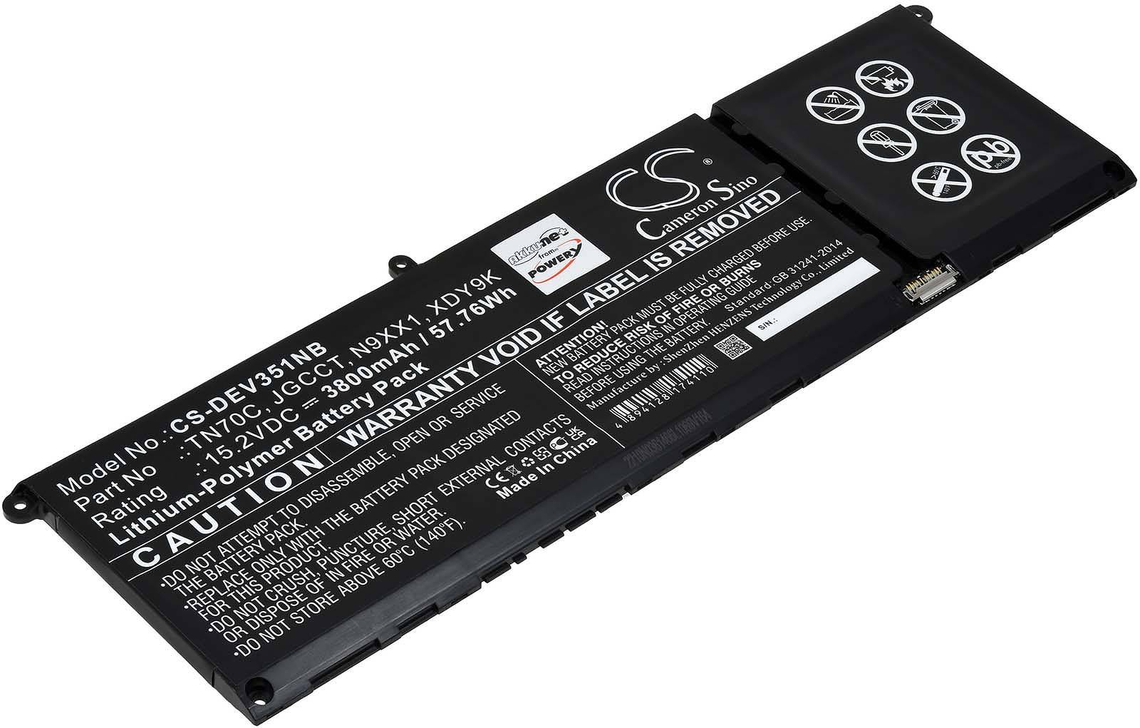 Powery Akku für Laptop Dell Vostro 5410, 5510, 15,2V, Li-Polymer