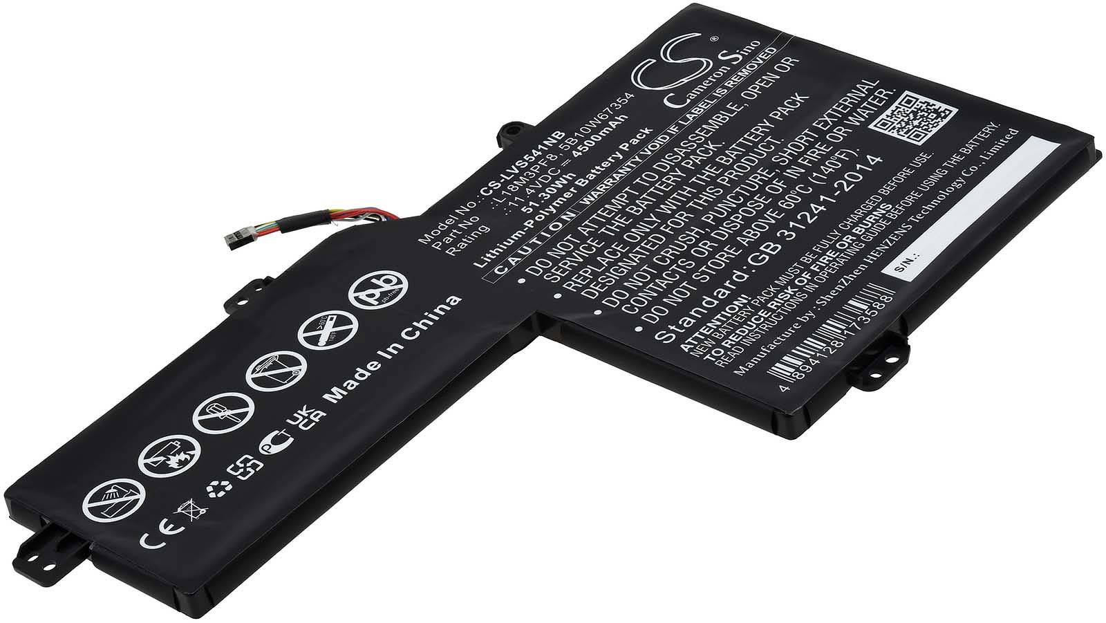 Powery Akku für Laptop Lenovo Ideapad S540-15iml 81ng0022au, 11,4V, Li-Ion