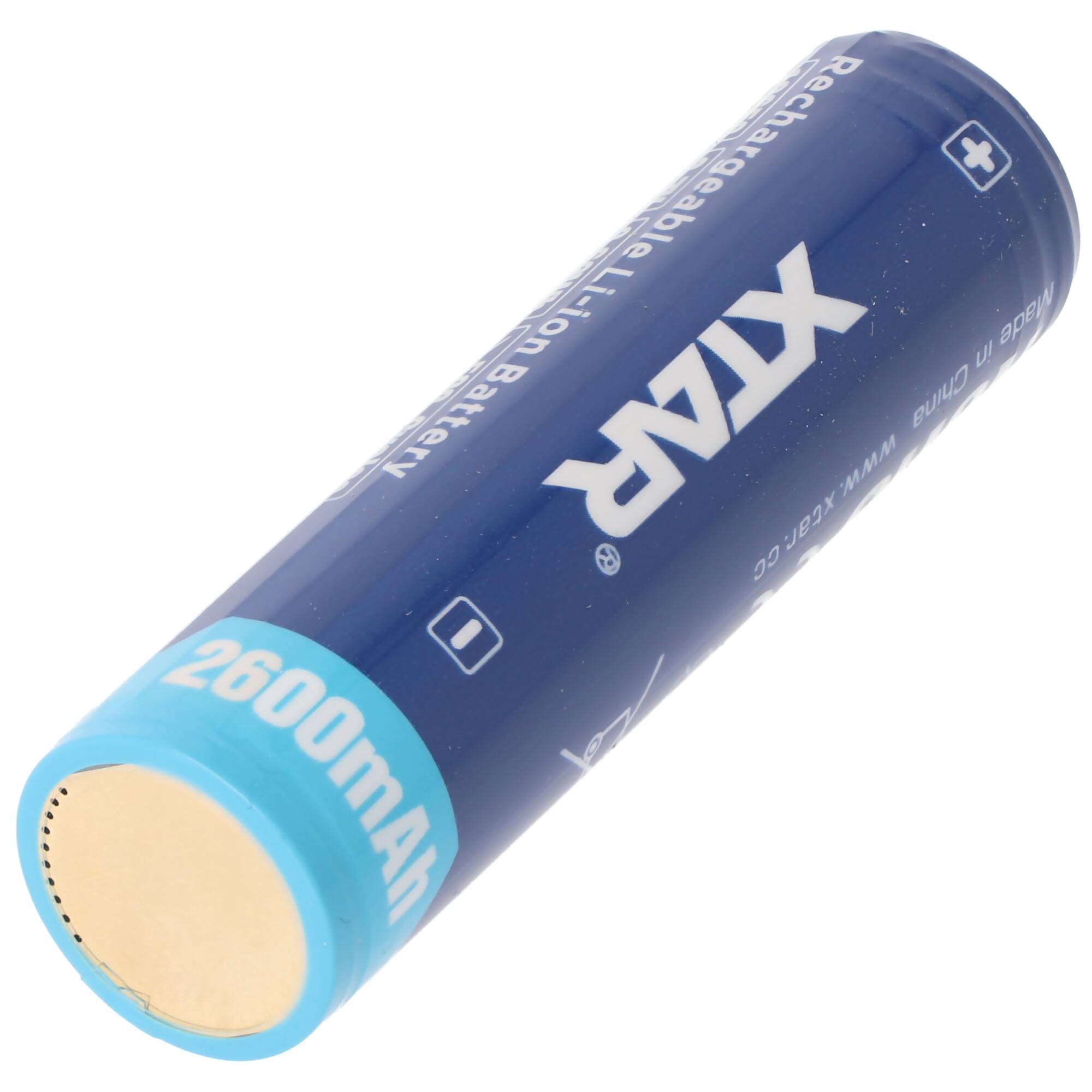 XTAR 18650 2600mAh 3,6V - 3,7V Li-Ion-Akku geschützt mit Kopf, Abmessungen 69,50x18,4mm