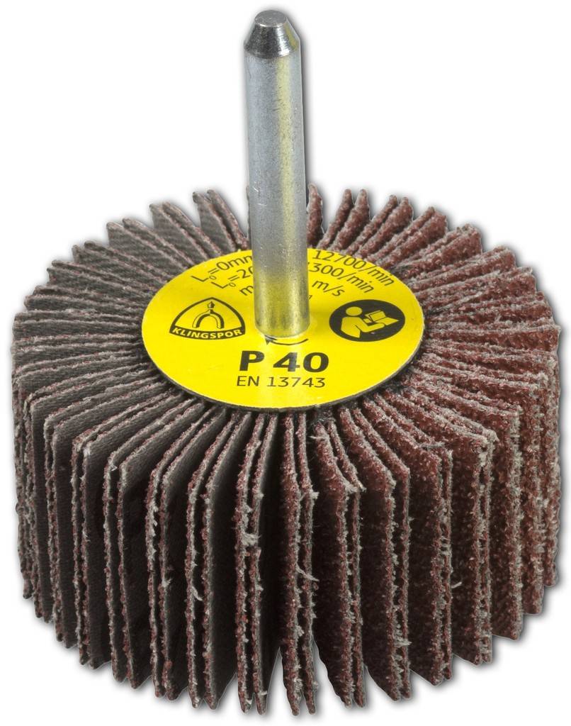 KM 613 Schleifmopstifte, 60 x 30 x 6 mm Korn 80Ein weiterer Vorteil des KM 613 ist der kühle Schliff, der durch die beweglichen Lamellen entsteht