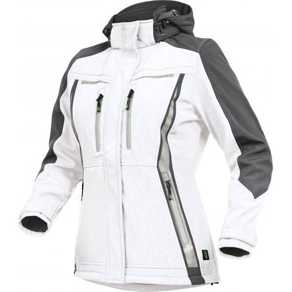 Leibwächter FLXDS Flex Line, Damen-Softshelljacke weiß-grau, Gr. 34 FLXDS2434