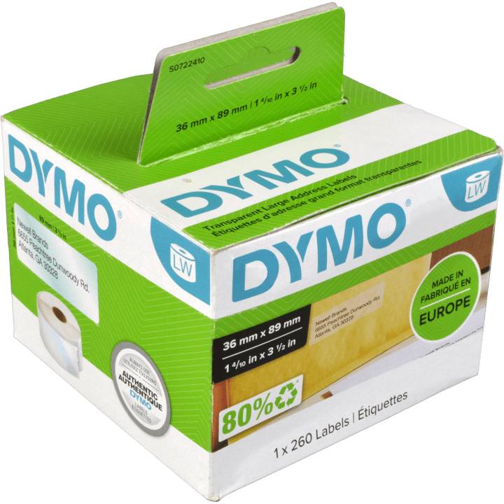 Dymo Labelwriter-Etiketten 99013 (S0722410) transparent, 36 x 89mm,