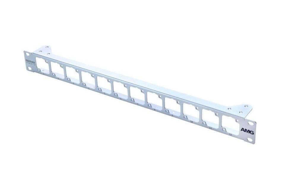 AMG160C-BR, Industrieller Rackhalterung Blende für AMG160-F Geräte, 12 Plätze, 1HE, 19" Einbau, ohne PSU, inkl. 12 x 14