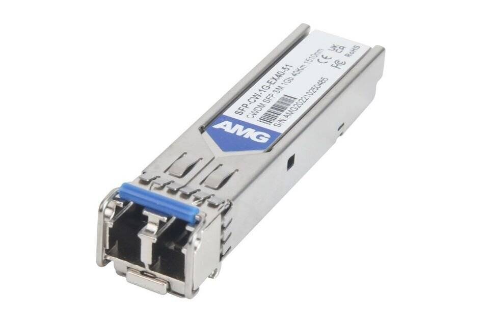 AMG Systems SFP-CW-1G-EX40-51, SFP, 1Gb/s, Doppelfaser, Singlemode, 40km Reichweite Tx/Rx: 1510nm, LC, DDM, DWDM