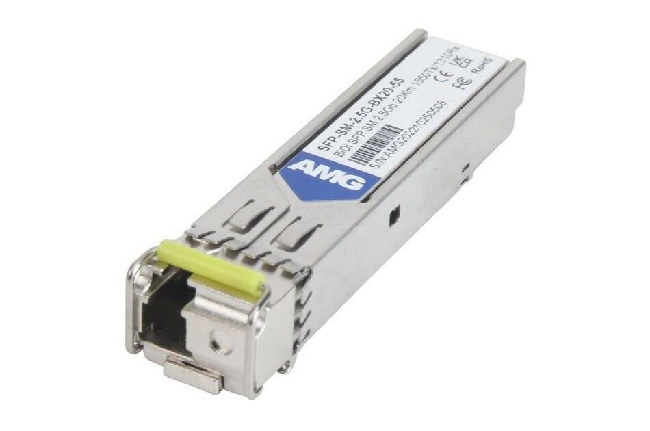 SFP-SM-2.5G-BX20-55, SFP, 2.5Gb/s, Einzelfaser, LC, Singlemode, 20km Reichweite Tx: 1550nm, Rx: 1310nm, DDM