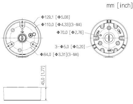 Dahua - PFA197R - Zubehör - Anschlussdose, Material: Aluminium, Anschlussdose, Maße (Ø x H): 129,1 mm x 45,0 mm, Schrau