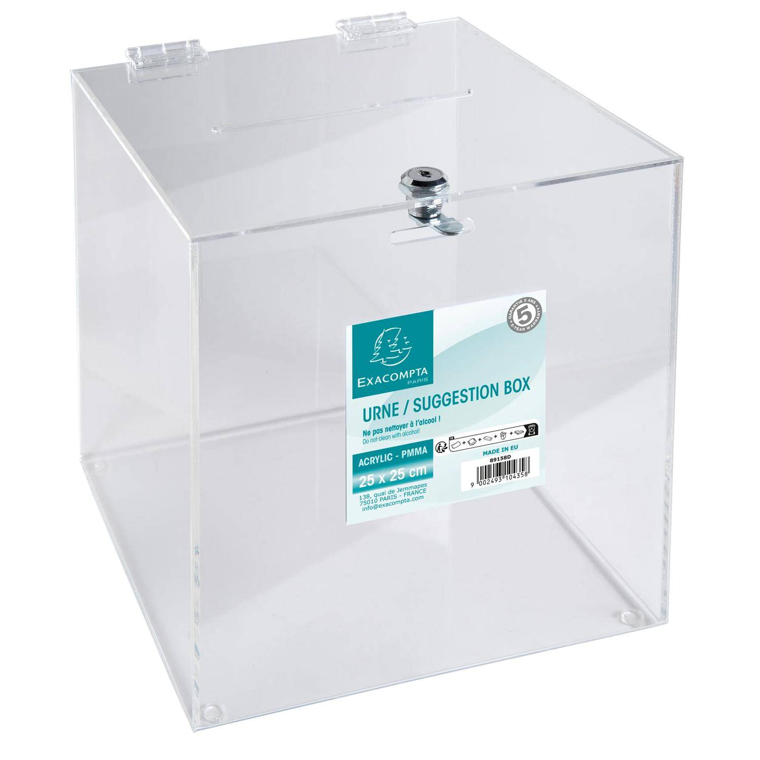 Exacompta abschließbare Urne 25cm, mit aufklappbarem Deckel - Kristall - 89158D