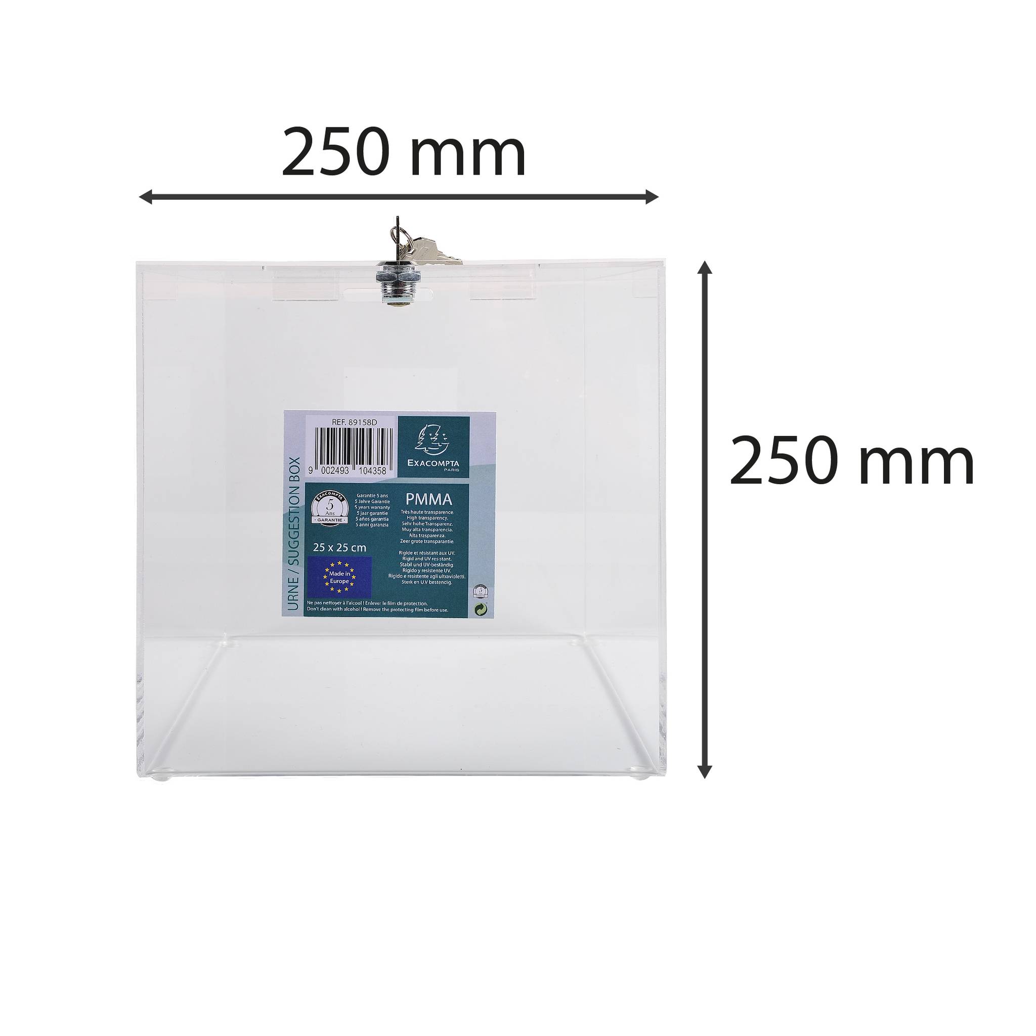 Exacompta abschließbare Urne 25cm, mit aufklappbarem Deckel - Kristall - 89158D