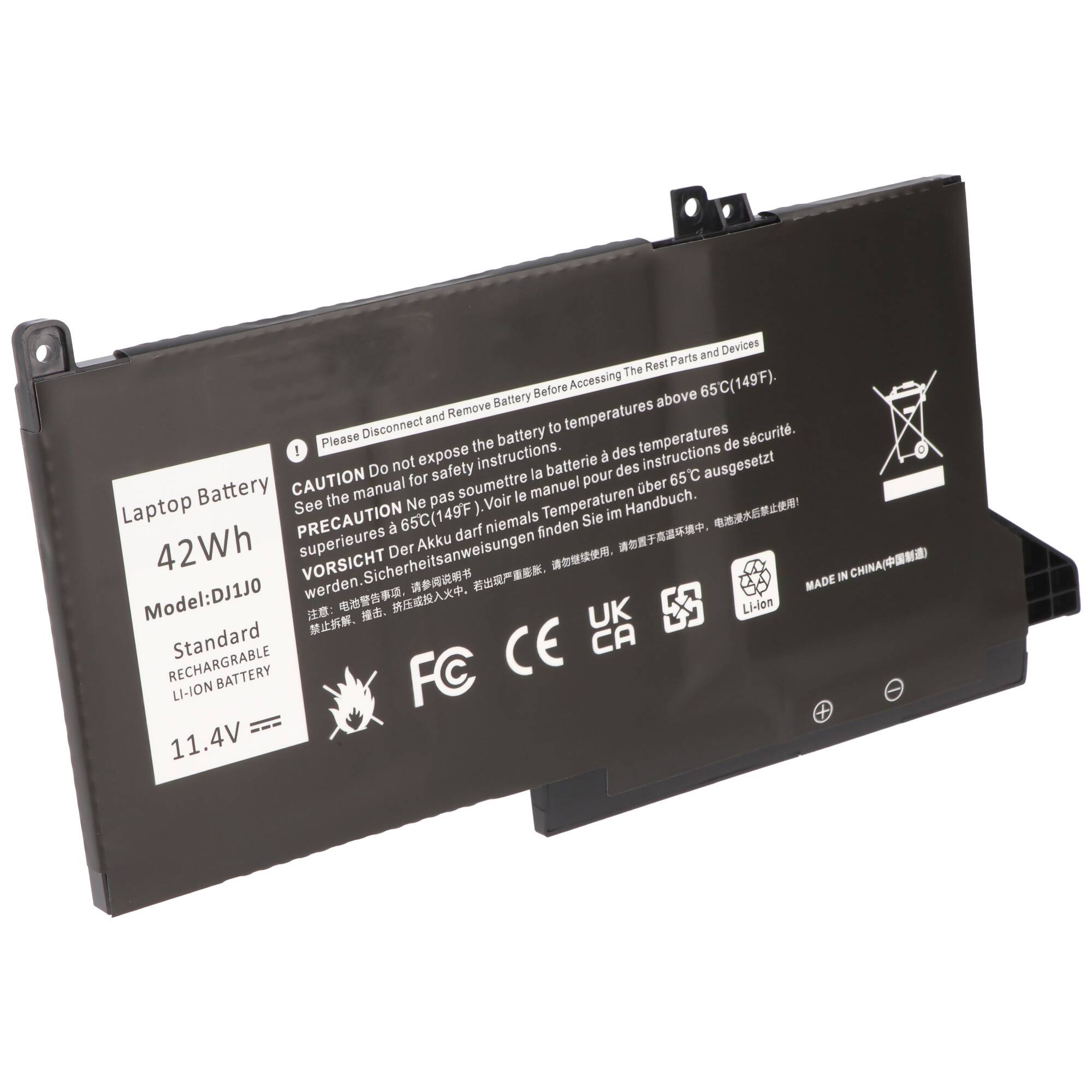 Akku passend für Dell Latitude 12 7000, Li-Polymer, 11,4V, 3650mAh, 42Wh, schwarz