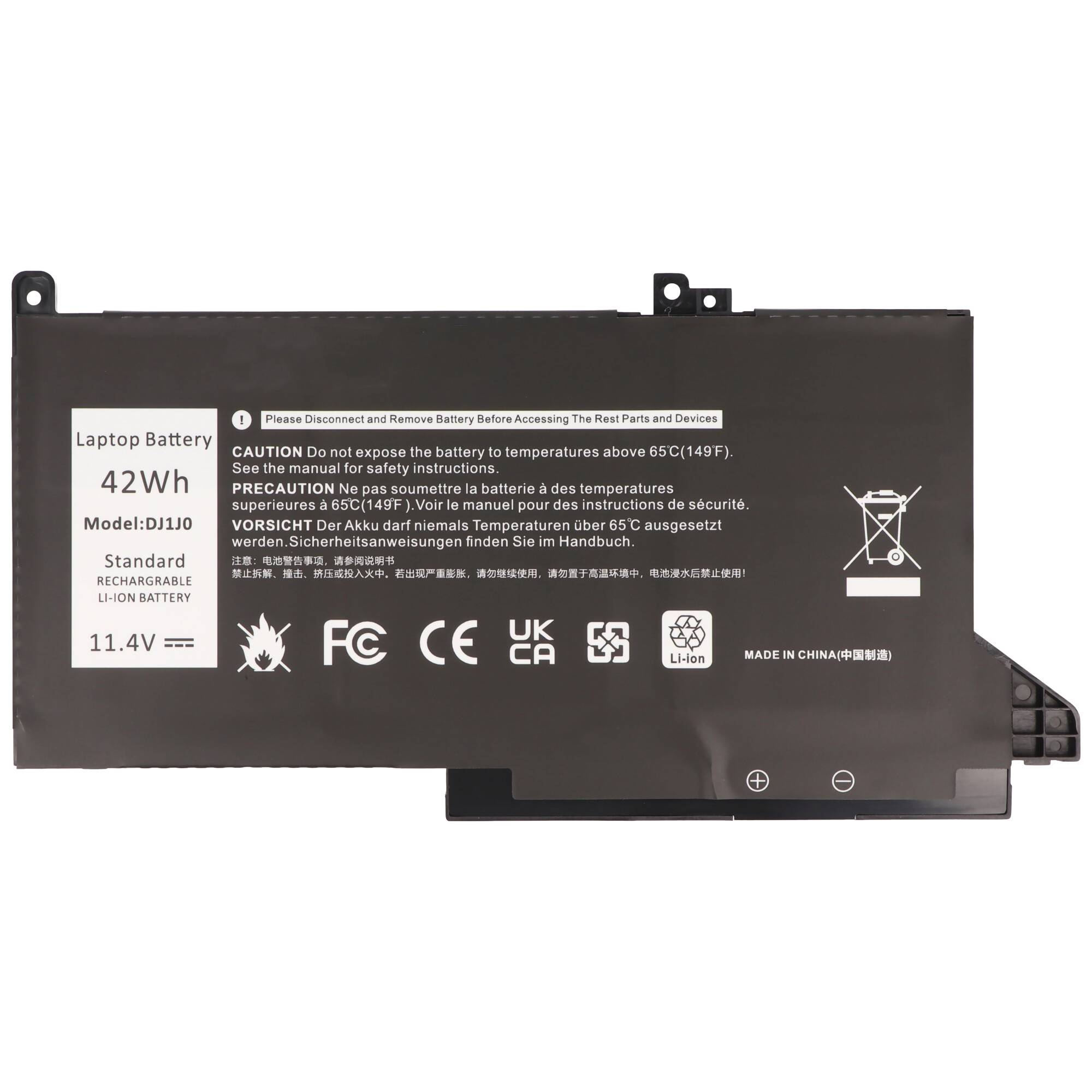 Akku passend für Dell Latitude 12 7000, Li-Polymer, 11,4V, 3650mAh, 42Wh, schwarz