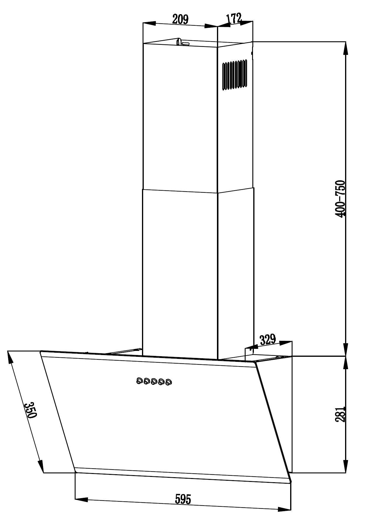 PKM Dunstabzugshaube S23-60 ABPY, Einbaubreite: 60 cm